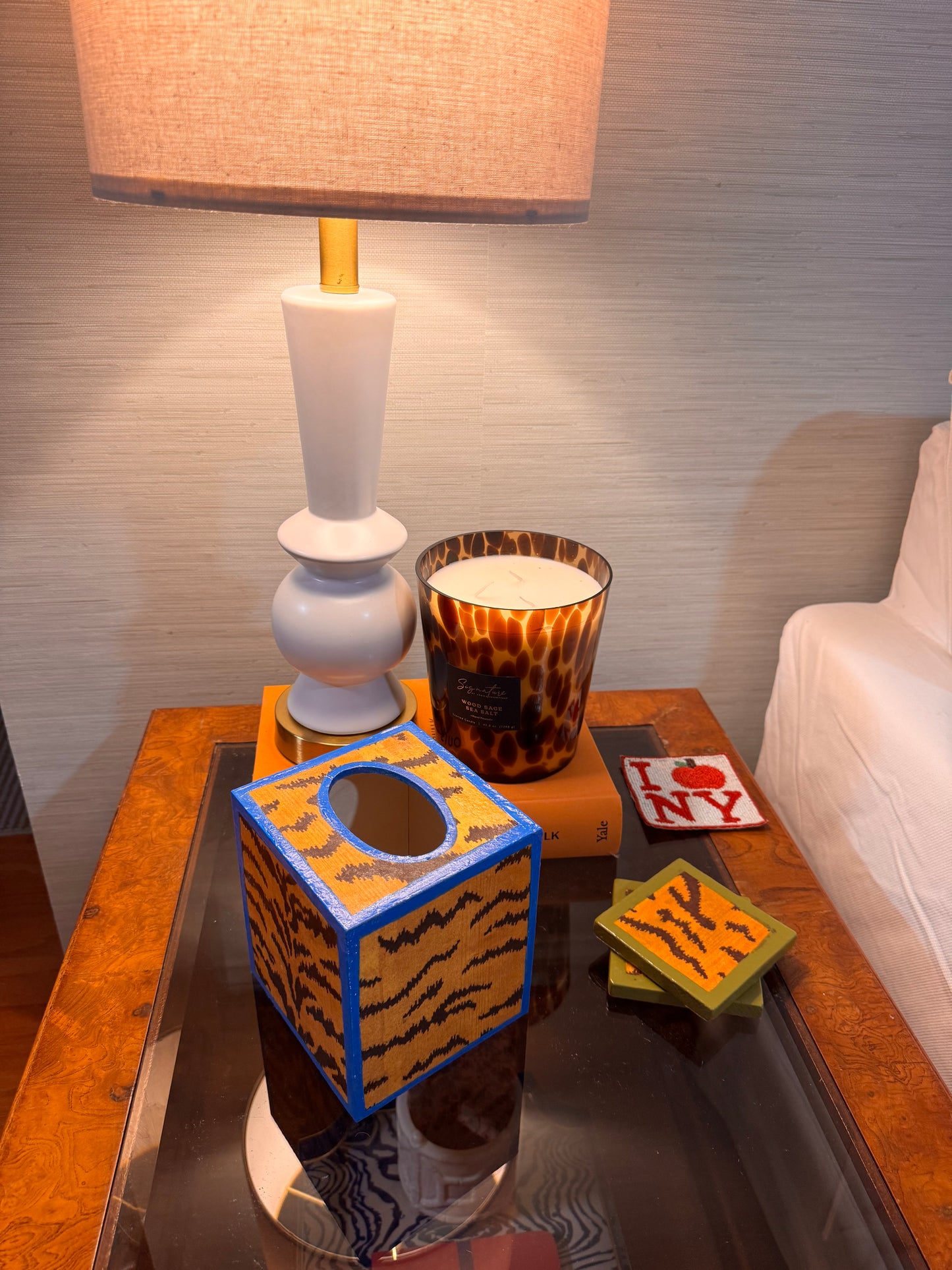 Electric Blue Tigre Tissue Box Cover