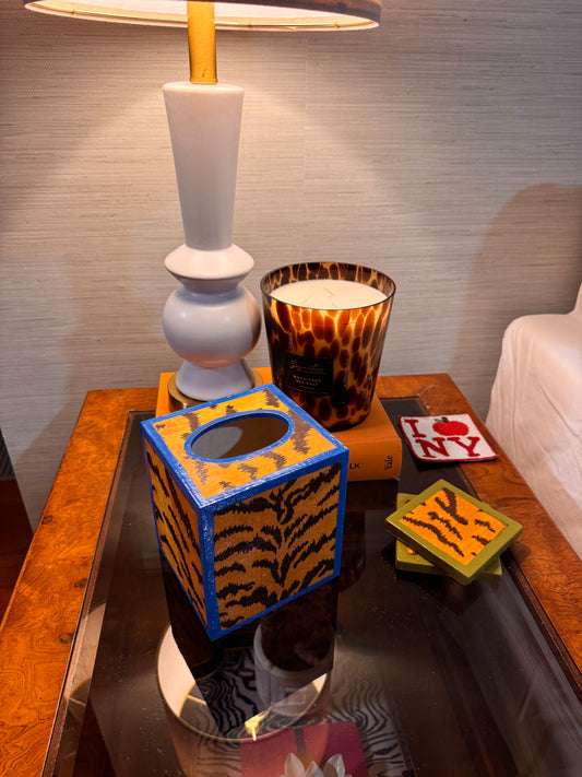 Electric Blue Tigre Tissue Box Cover