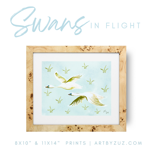 Swans In Flight Print