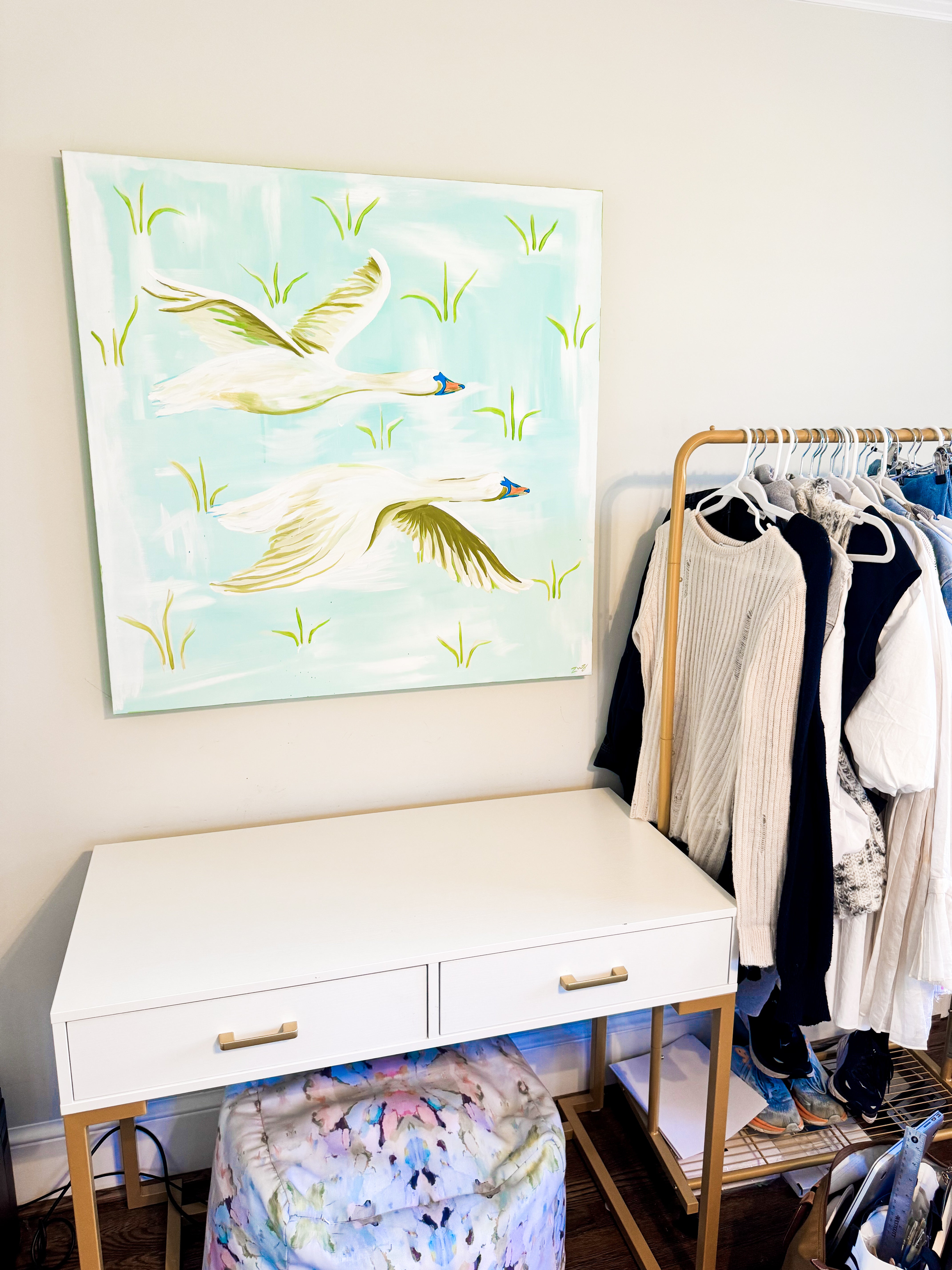 36”x36” Swans in Flight Painting