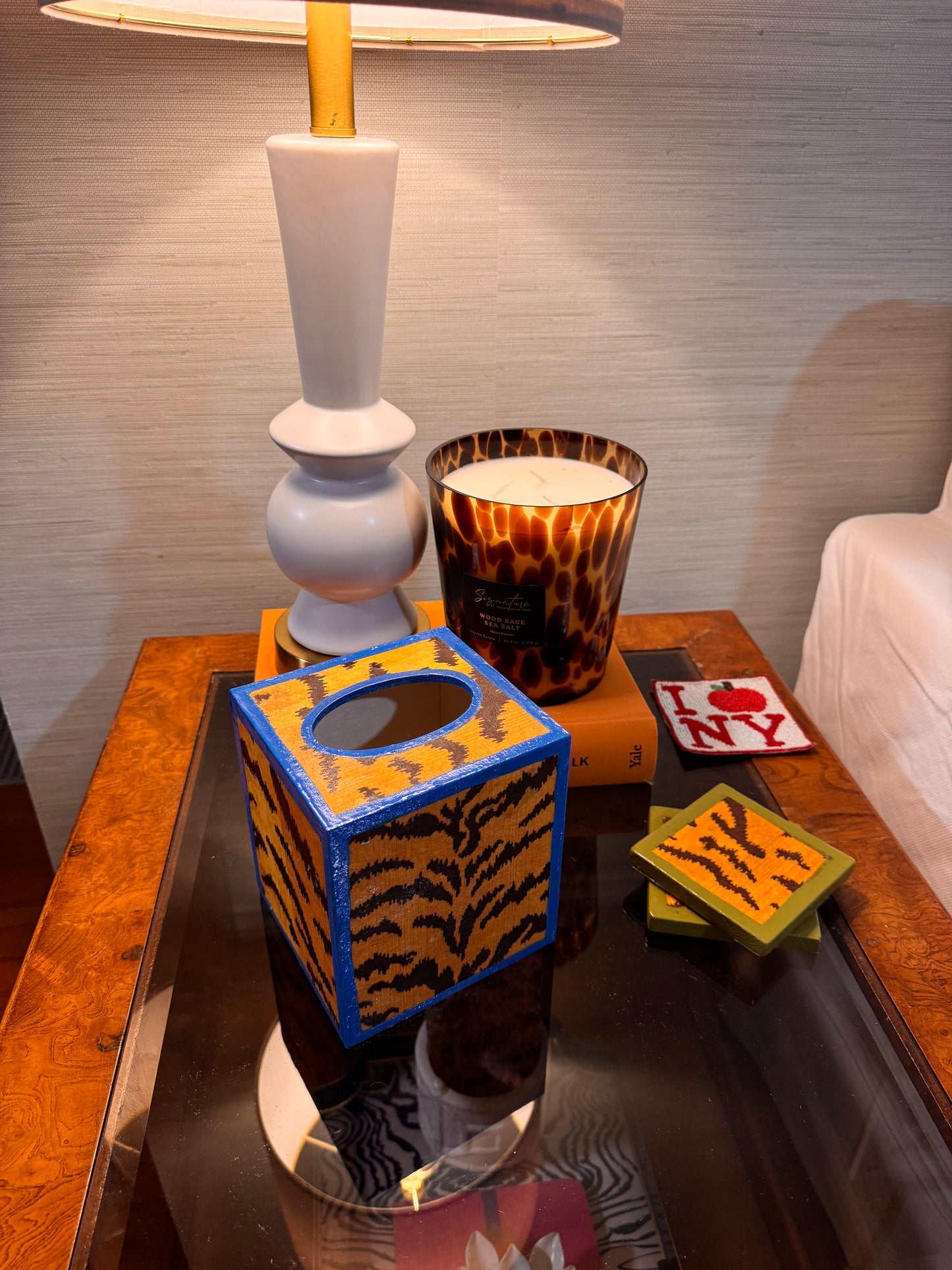 Electric Blue Tigre Tissue Box Cover