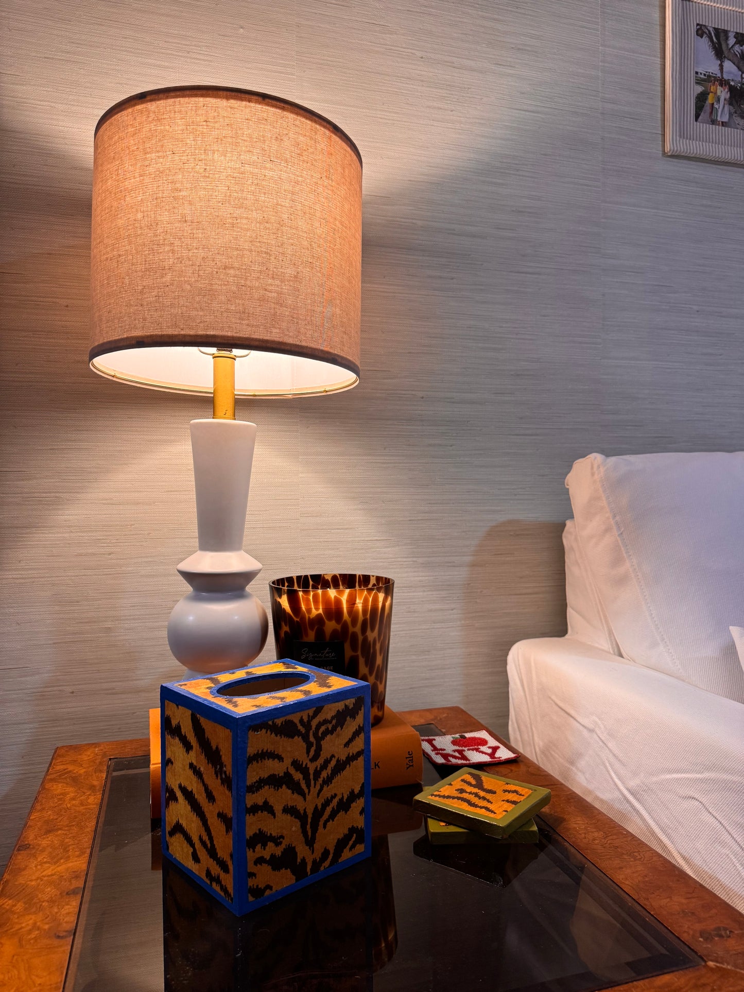 Electric Blue Tigre Tissue Box Cover